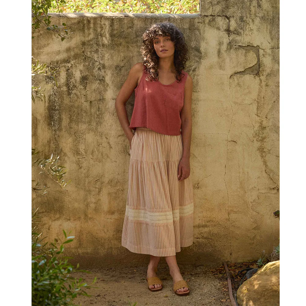 Airscape Midi Skirt - Dusty Cedar Stripe - Image 6