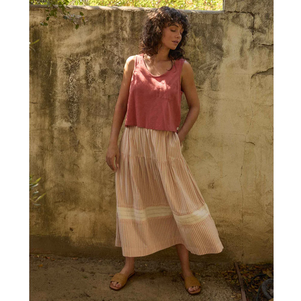 Airscape Midi Skirt - Dusty Cedar Stripe - Image 7