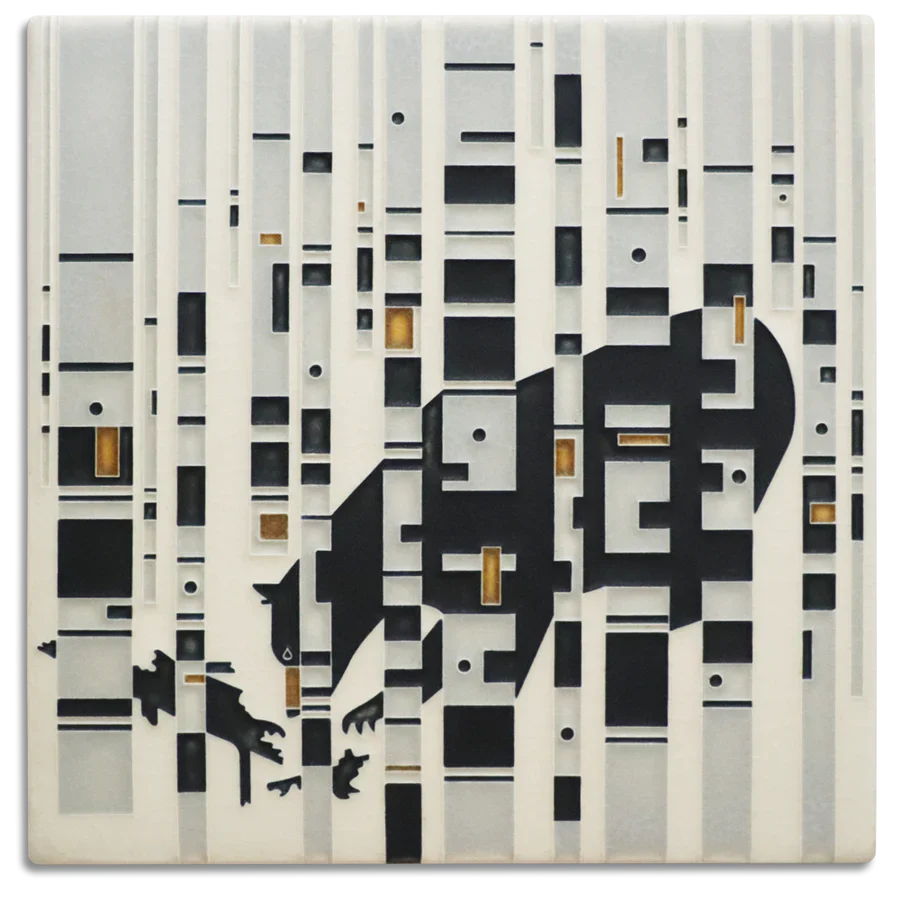 Charley Harper Tile - Bear in the Birches