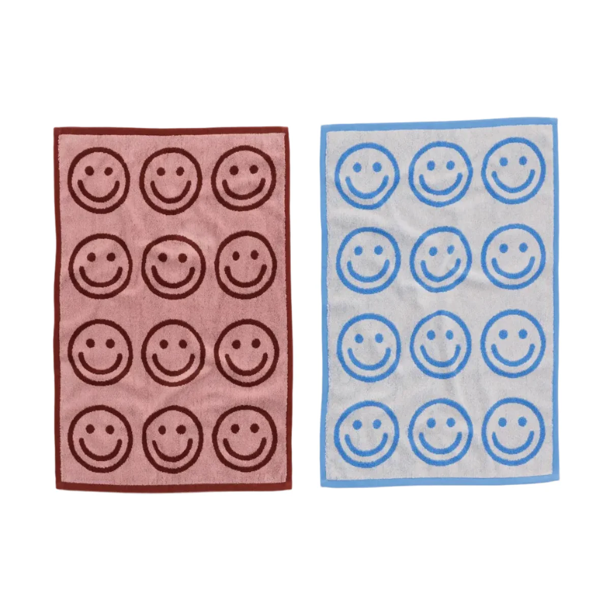 Hand Towel Set of 2 - Sky Blue and Blush Happy
