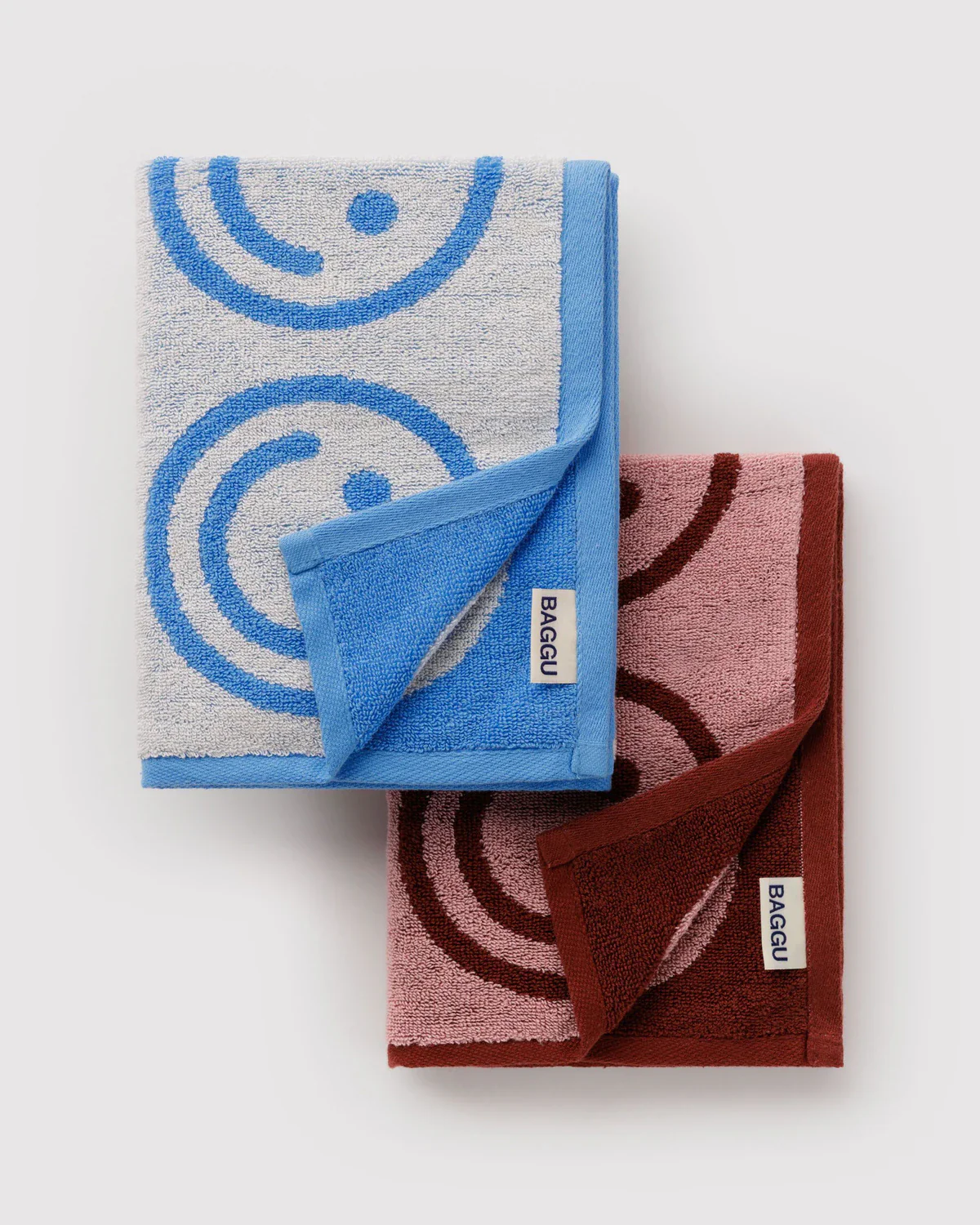 Hand Towel Set of 2 - Sky Blue and Blush Happy - Image 3