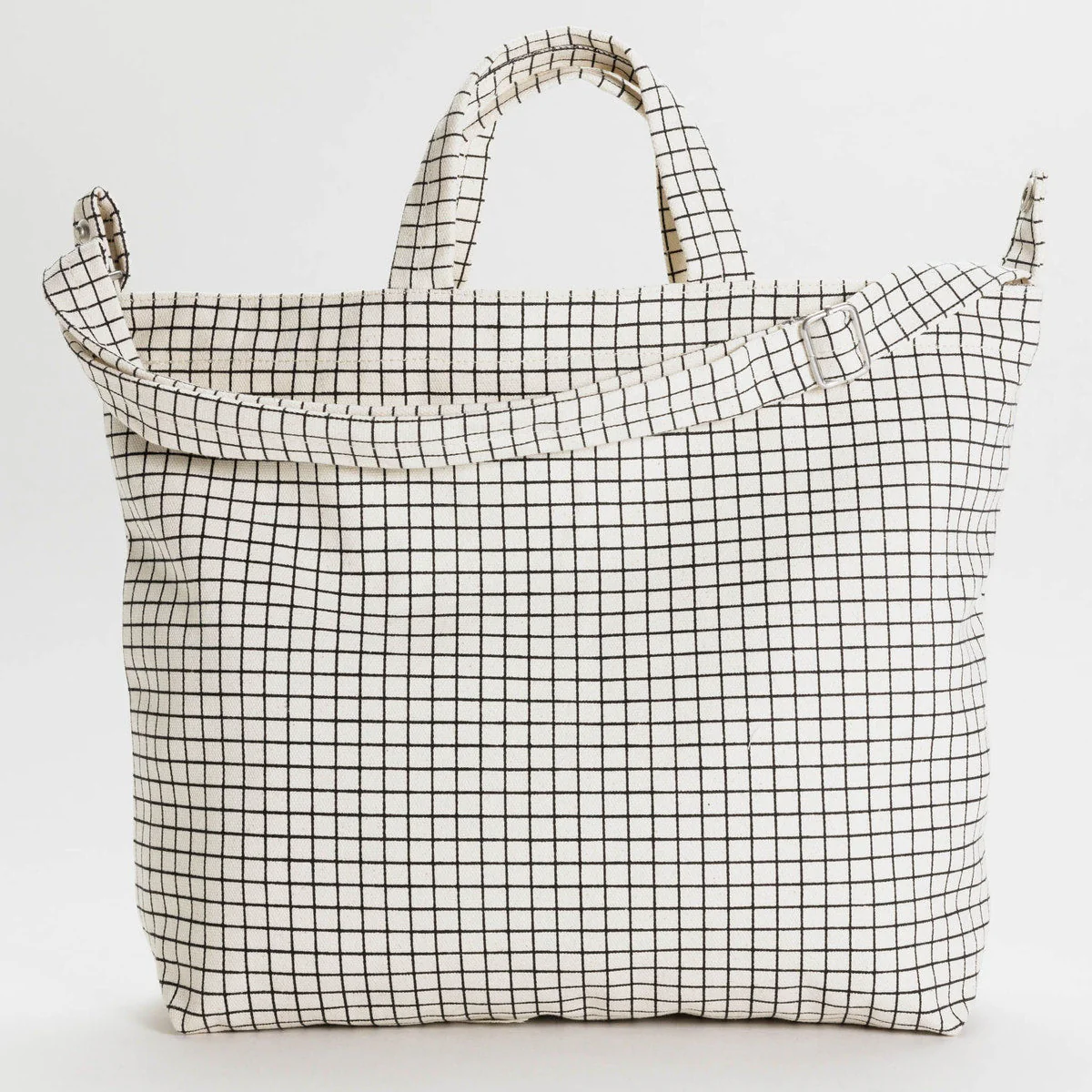 Horizontal Zip Duck Bag - Natural Grid