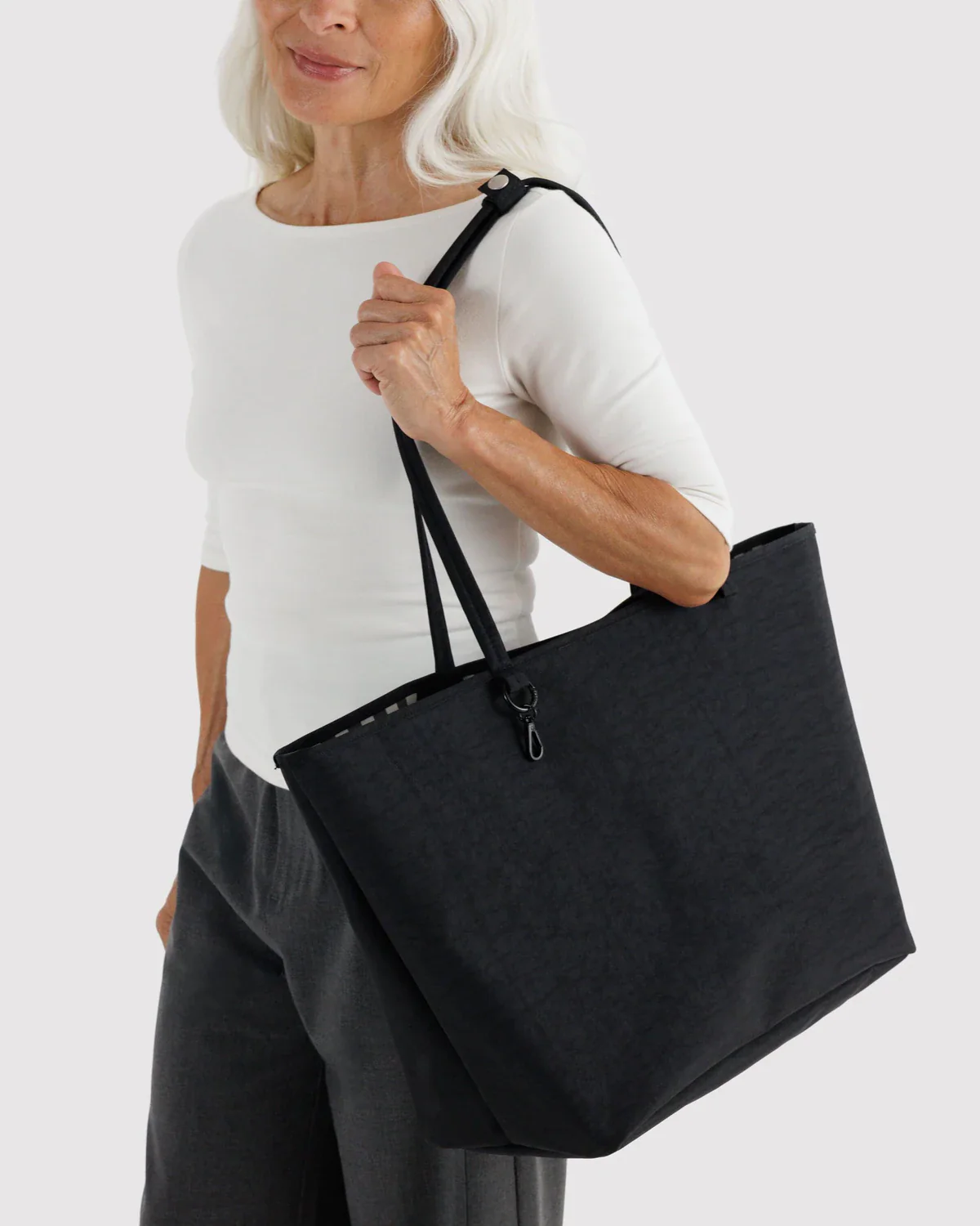 Large Nylon Reversible Tote - Black Mix - Image 3