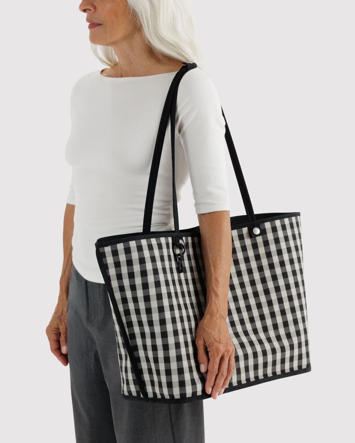Large Nylon Reversible Tote - Black Mix - Image 4