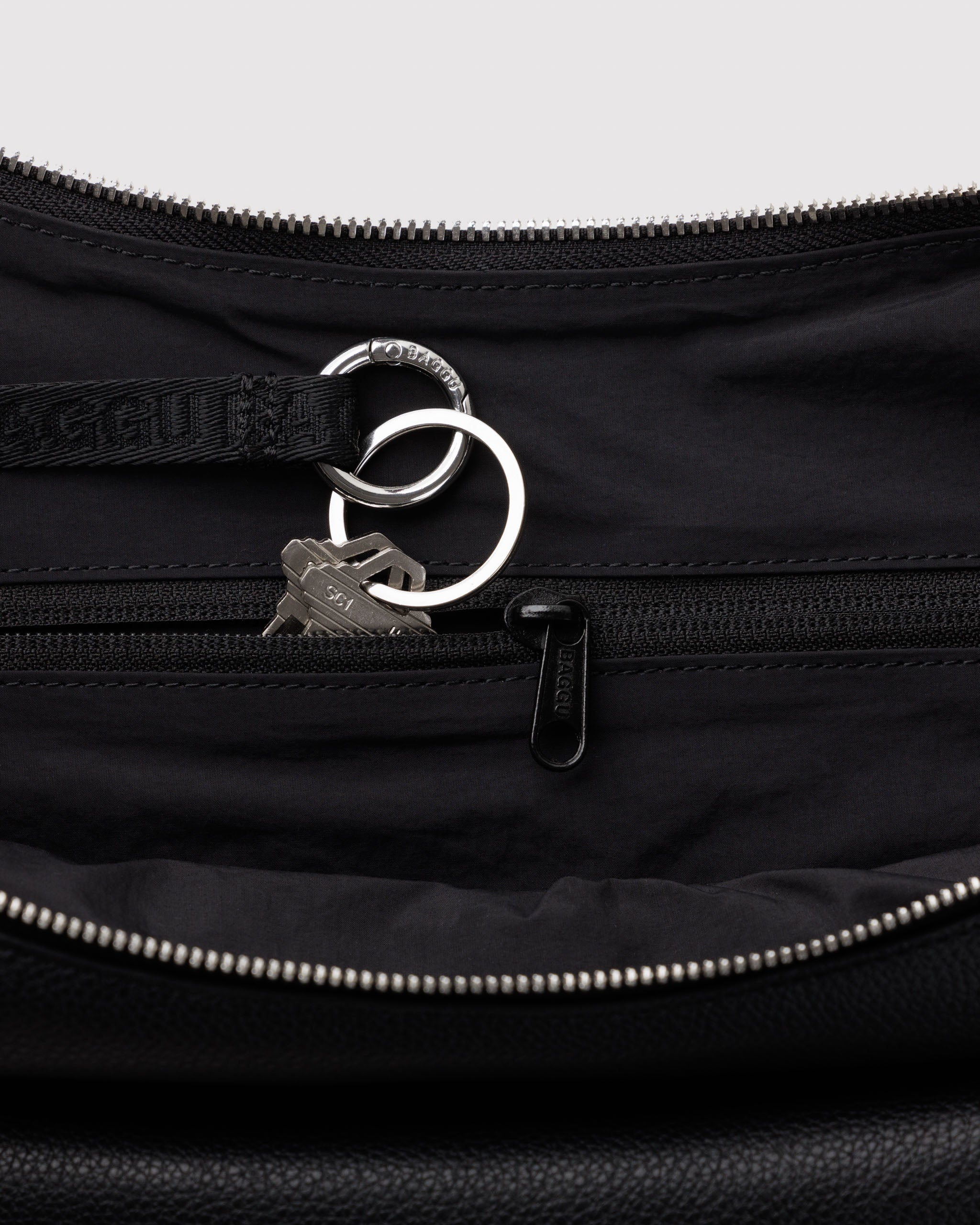 Medium Recycled Leather Flat Crescent - Black - Image 2
