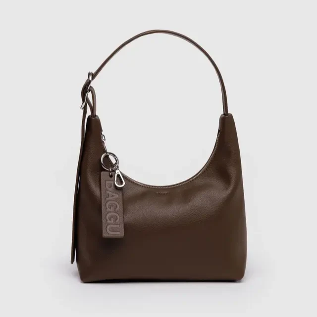 Mini Recycled Leather Shoulder Bag- Brown