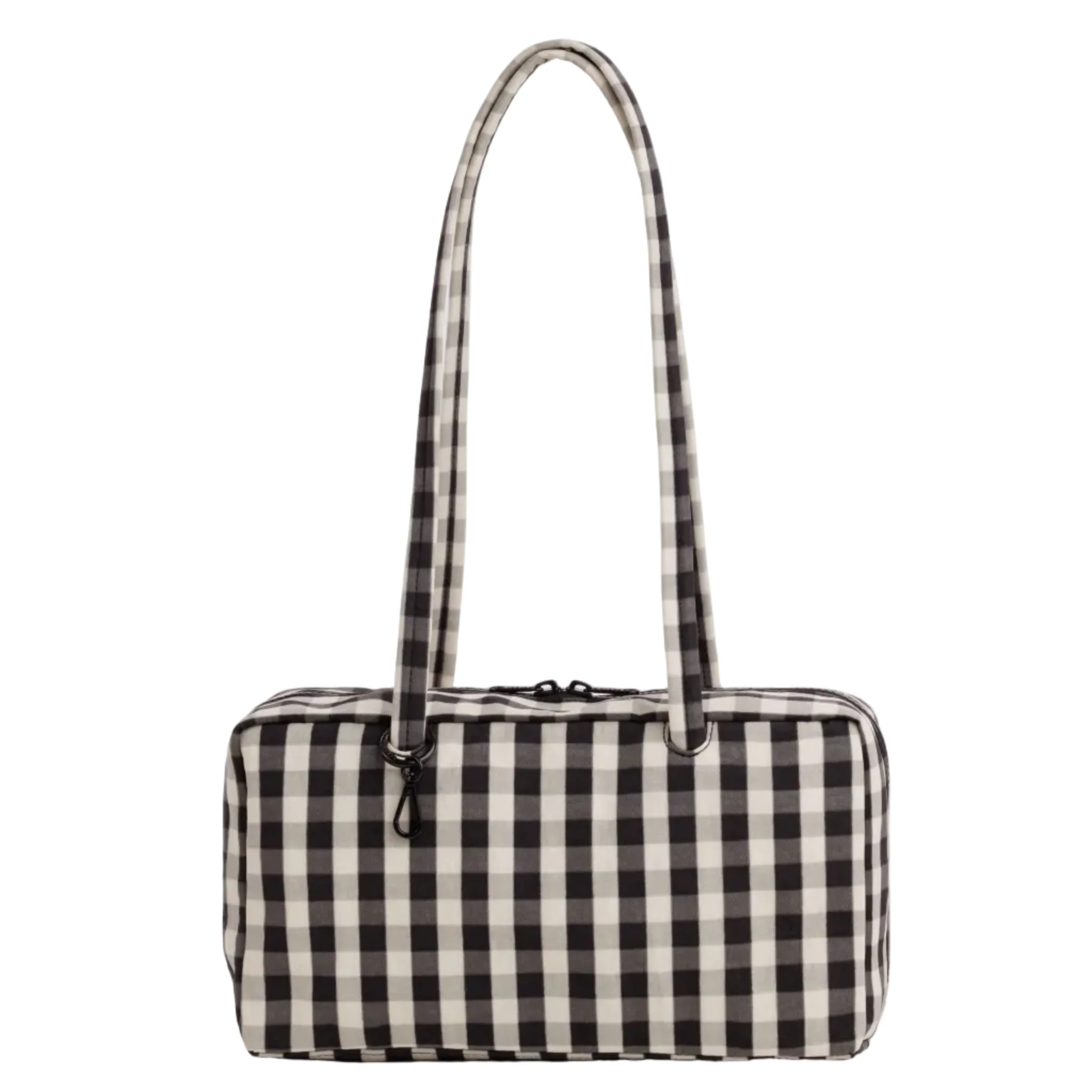 Nylon Bowler Bag - Black and Cream Gingham