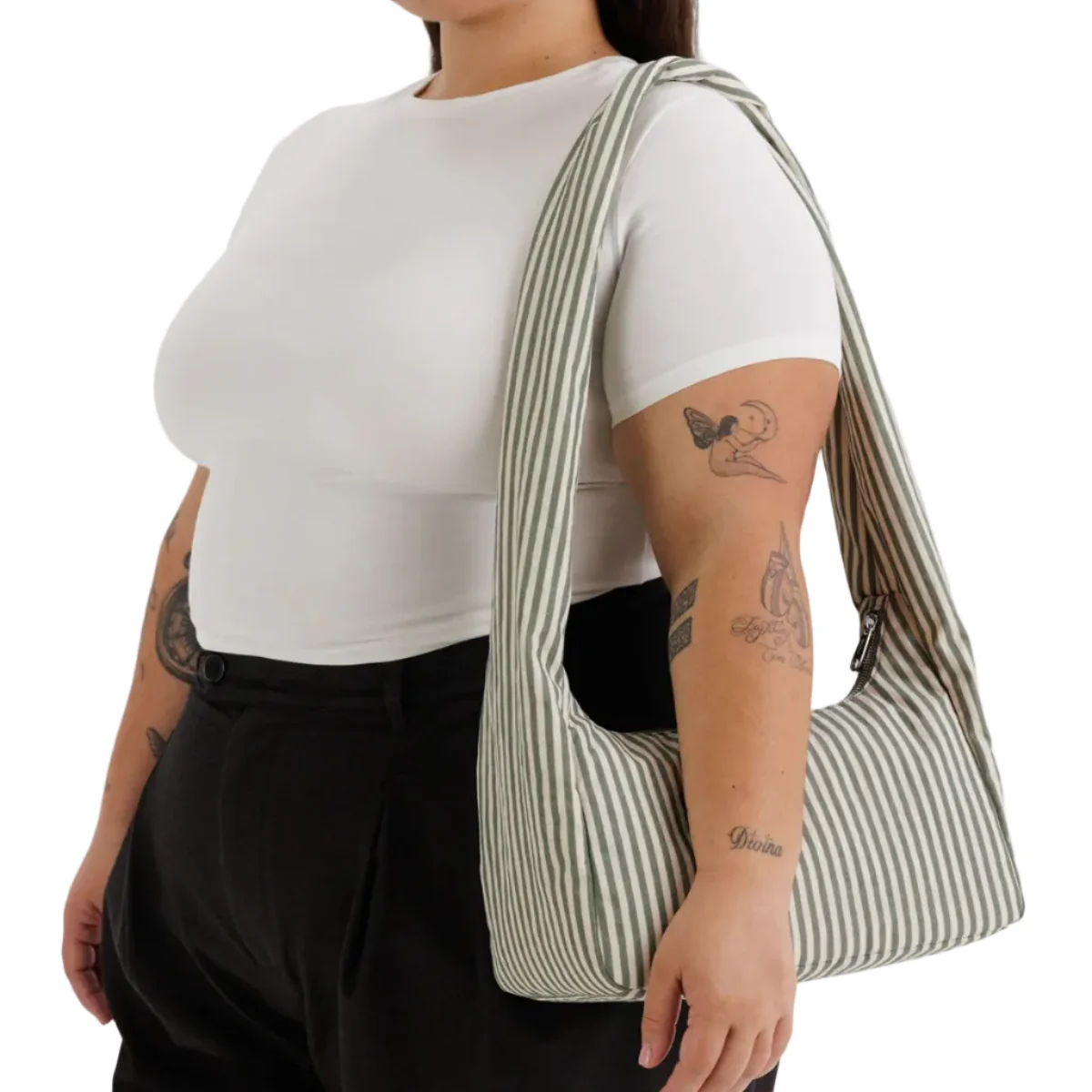 Nylon Meringue Bag - Sage Stripe - Image 2