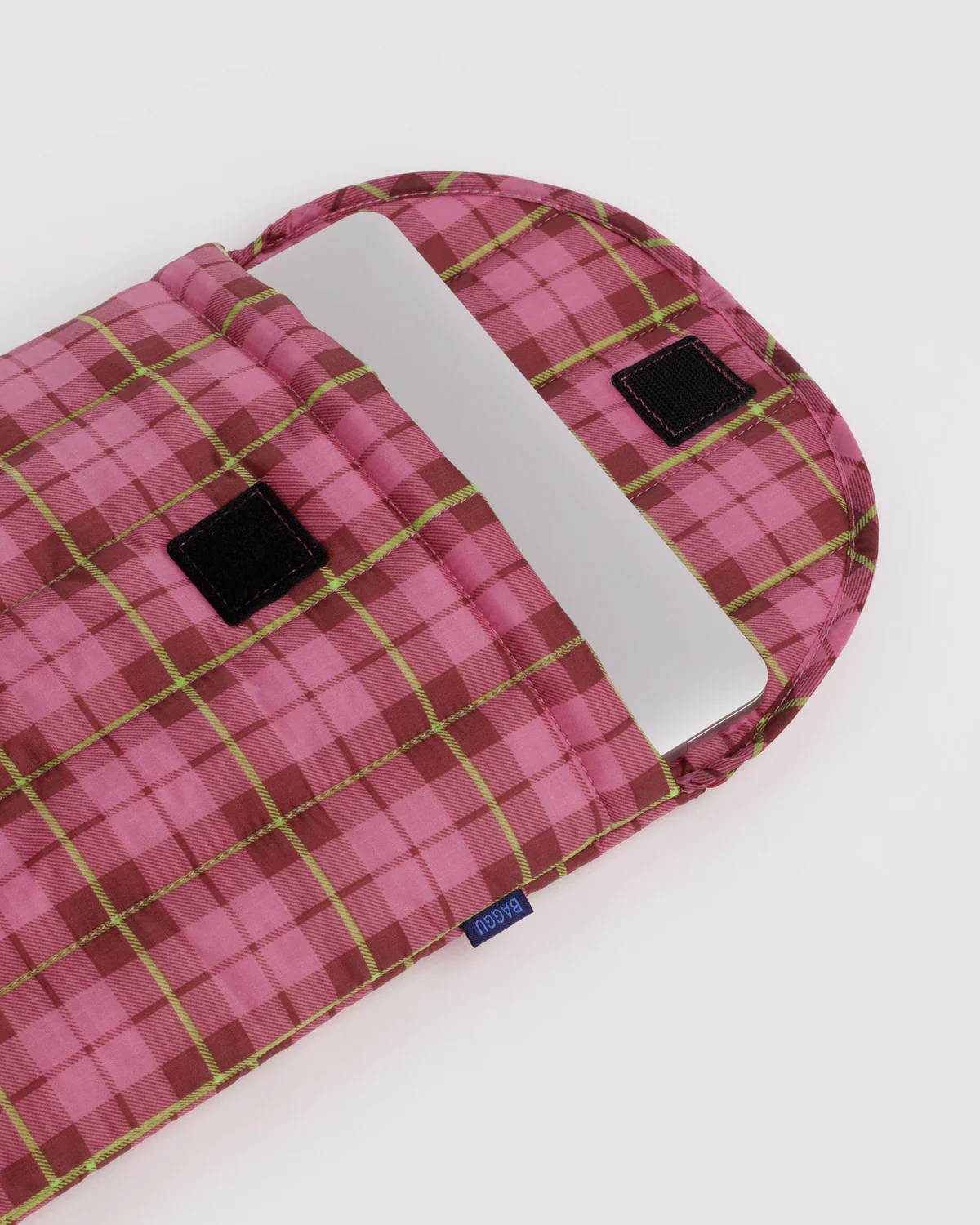 Puffy Laptop Sleeve 13"/14" - Azalea Pink Tartan - Image 2