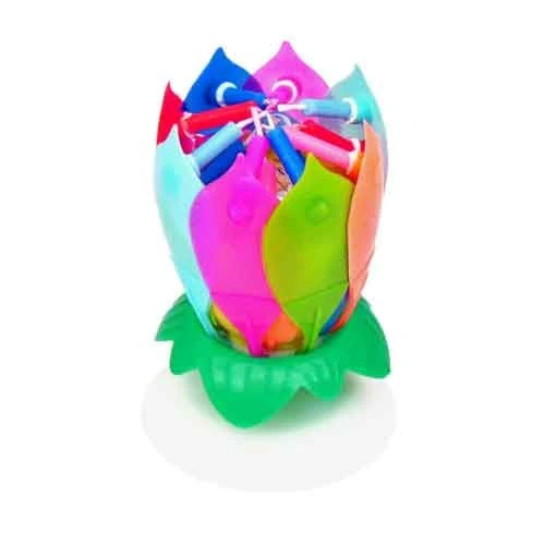 Rainbow Musical Flower Birthday Candle - Image 2