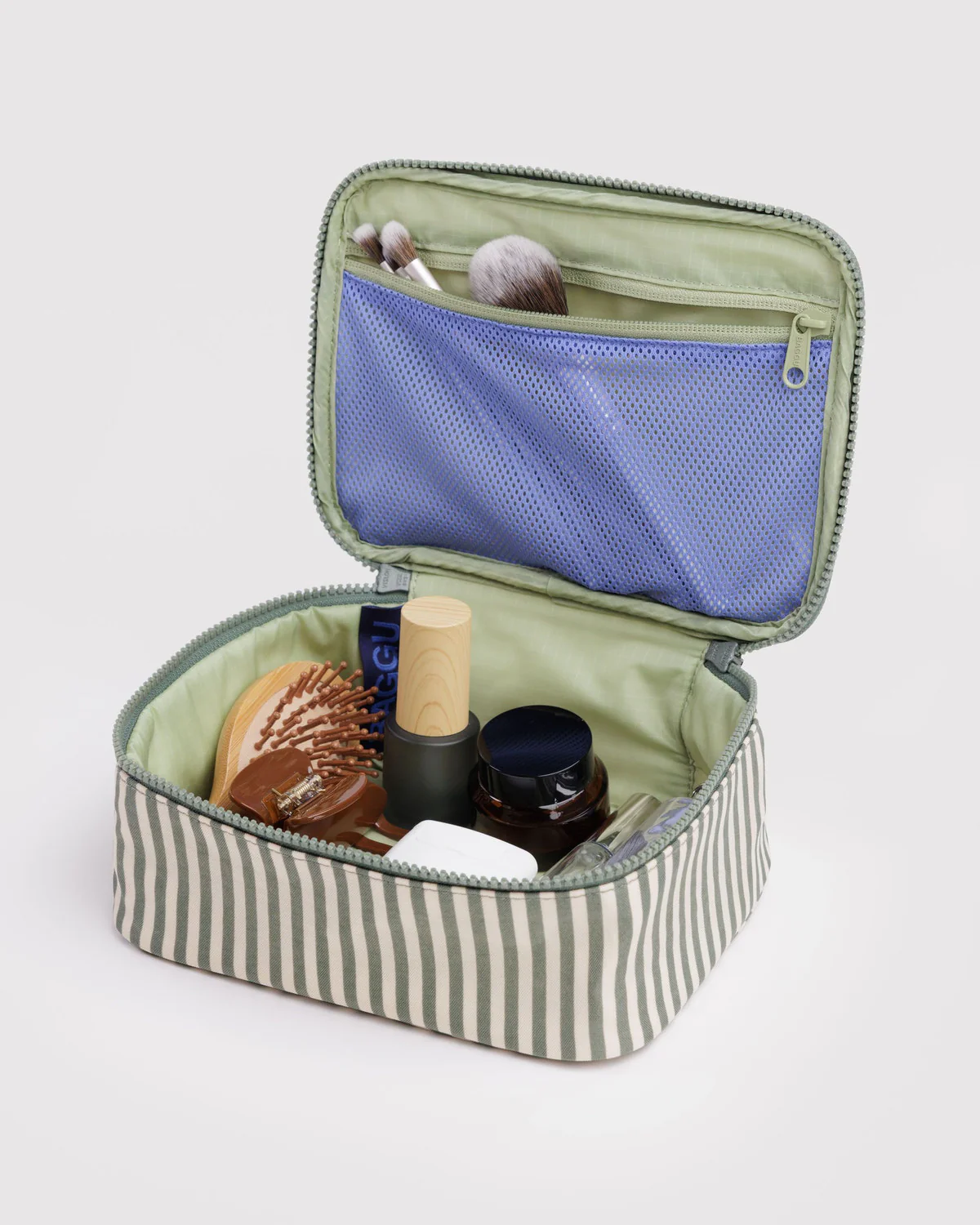 Small Cosmetic Case - Sage Stripe - Image 2