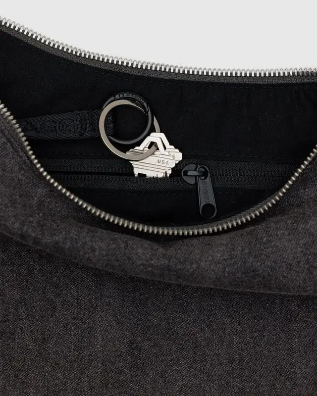 Small Denim Crescent Bag- Washed Black Denim - Image 3