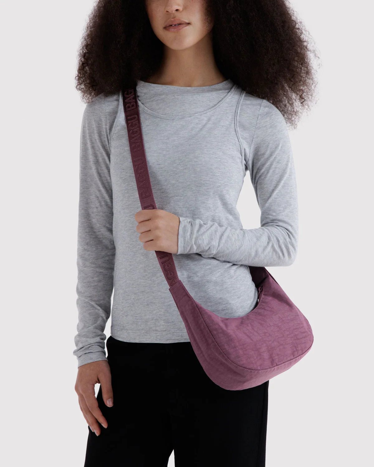 Small Nylon Crescent Bag - Wild Plum - Image 2
