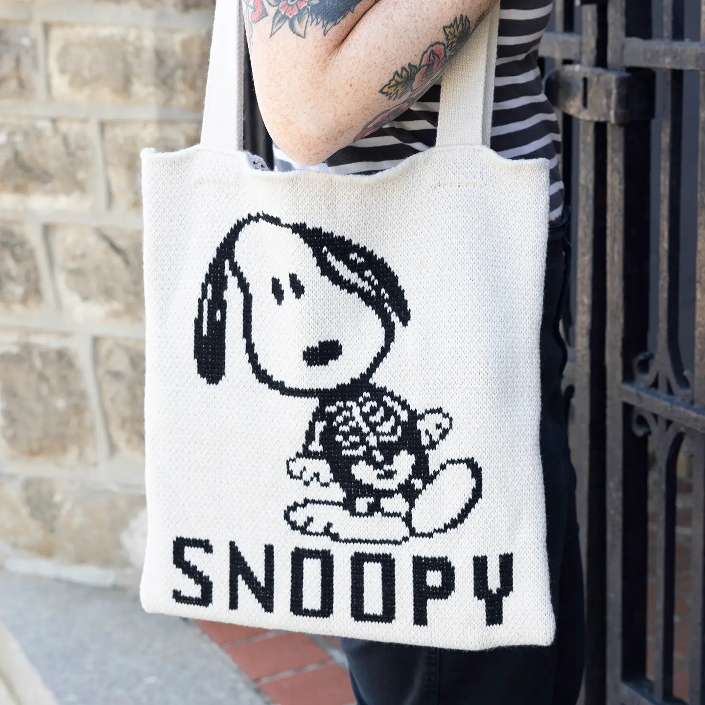 Snoopy Skeleton Knit Tote - Image 2